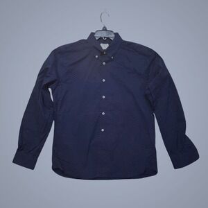 Brooks Brothers Red Fleece Shirt Mens L Navy Blue‎ Excellent Polka Dot Stretch